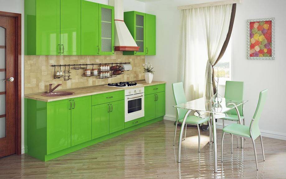 зеленоый цвета в интерьере кухни